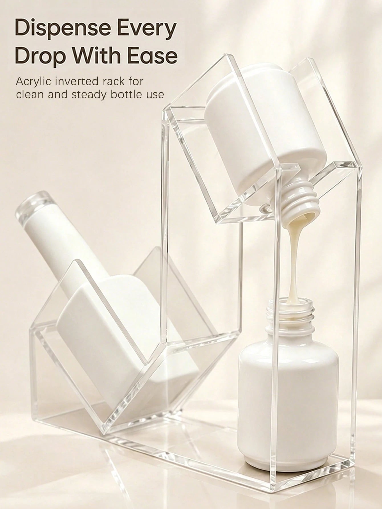 Upgraded Transparent Nail Polish Inverted Dispenser, Nail Gel Inverted Rack For Easy Pouring Of Every Drop Of Acrylic Liquid. Designed For Cleaning And Stabilizing Bottles During Use