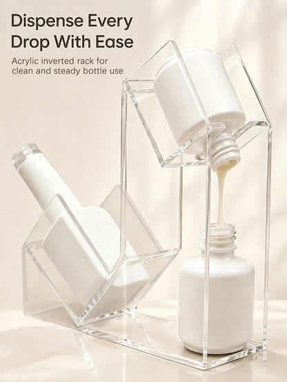 Upgraded Transparent Nail Polish Inverted Dispenser, Nail Gel Inverted Rack For Easy Pouring Of Every Drop Of Acrylic Liquid. Designed For Cleaning And Stabilizing Bottles During Use
