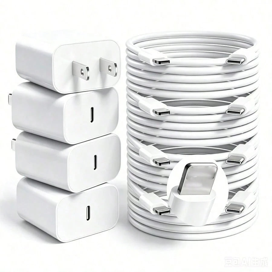 USB-C Fast Charger Set (1–4 Pieces) (Includes A 10-Foot Lightning Cable)- Compatible With IPhone And Pad, Dispatched From Our Local Warehouse