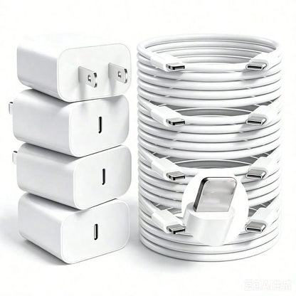 USB-C Fast Charger Set (1–4 Pieces) (Includes A 10-Foot Lightning Cable)- Compatible With IPhone And Pad, Dispatched From Our Local Warehouse
