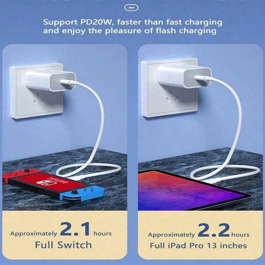 USB-C Fast Charger Set (1–4 Pieces) (Includes A 10-Foot Lightning Cable)- Compatible With IPhone And Pad, Dispatched From Our Local Warehouse
