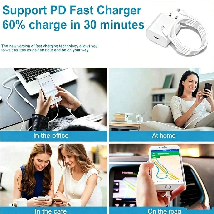 USB-C Fast Charger Set (1–4 Pieces) (Includes A 10-Foot Lightning Cable)- Compatible With IPhone And Pad, Dispatched From Our Local Warehouse