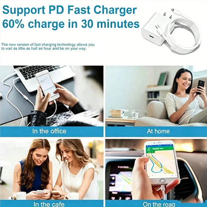 USB-C Fast Charger Set (1–4 Pieces) (Includes A 10-Foot Lightning Cable)- Compatible With IPhone And Pad, Dispatched From Our Local Warehouse