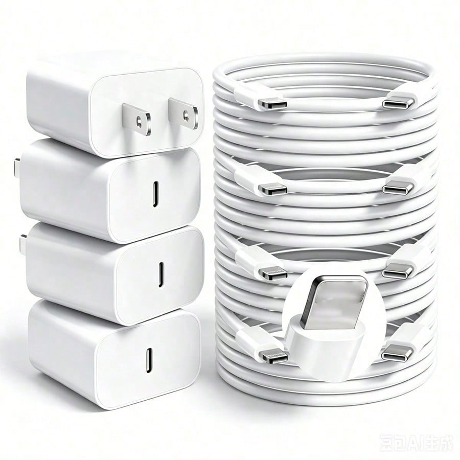 USB-C Fast Charger Set (1–4 Pieces) (Includes A 10-Foot Lightning Cable)- Compatible With IPhone And Pad, Dispatched From Our Local Warehouse