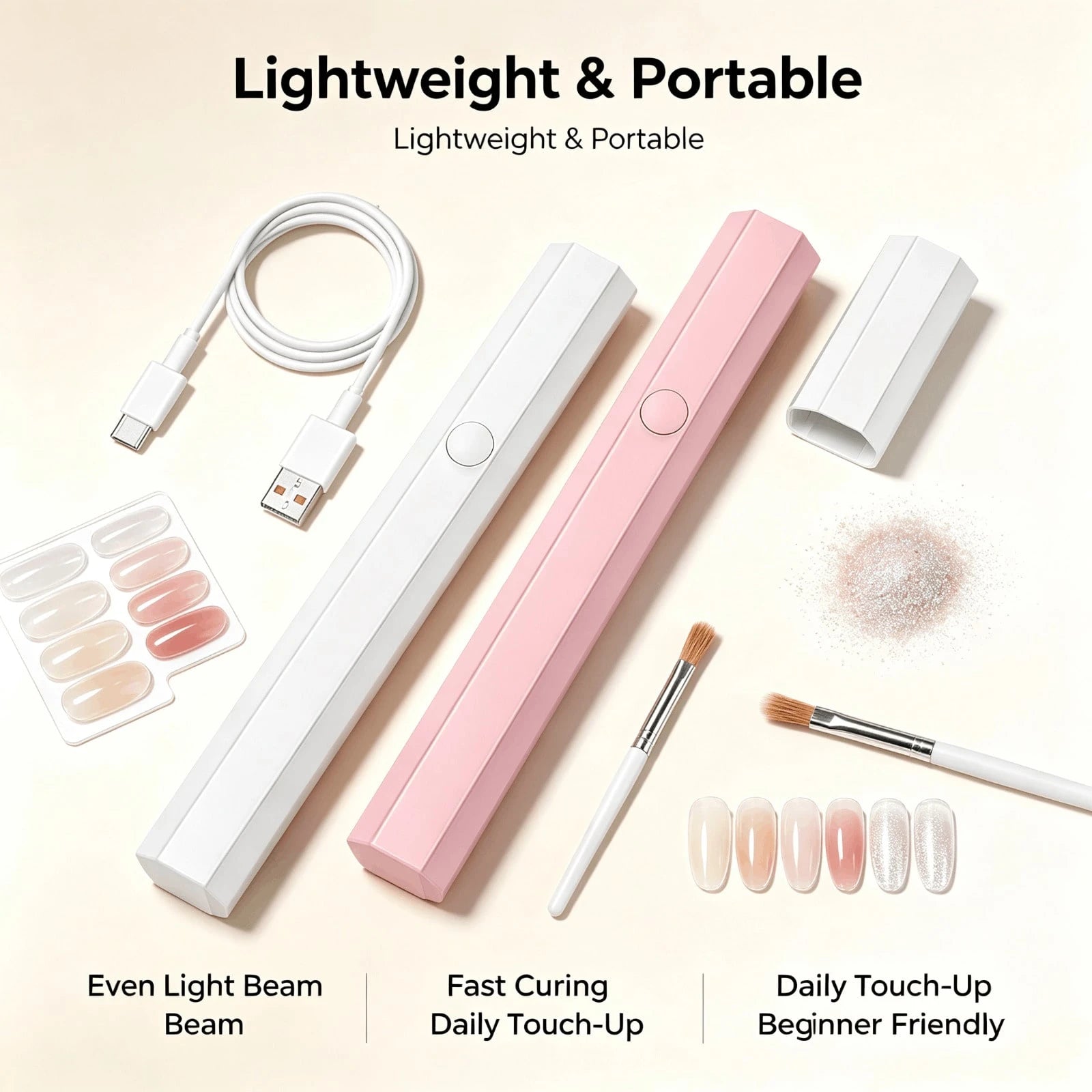 USB Rechargeable Precision UV LED Nail Lamp, Cordless Handheld Dryer For Detailed Nail Art Curing