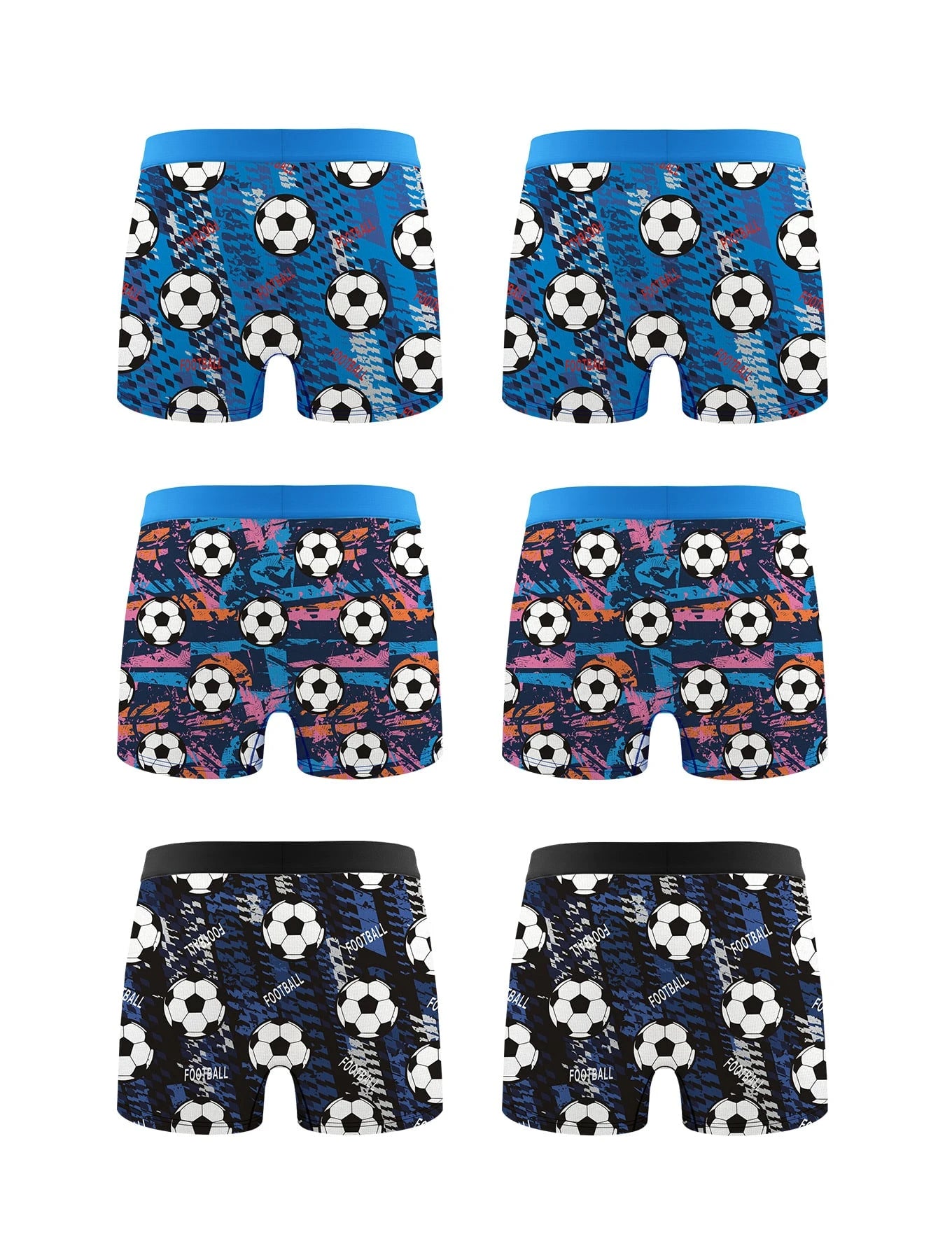 UYI 6pcs/Pack Boys' Cartoon Football Sports Casual Boxer Briefs, Little Boy Underwear, Elementary School Student Underwear