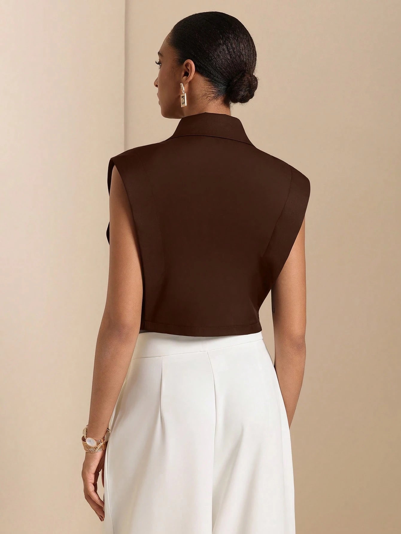 Vesra 2026 Summer New Metal Buckle Sleeveless Cropped Shirt, European And American Style Design Top For Women
