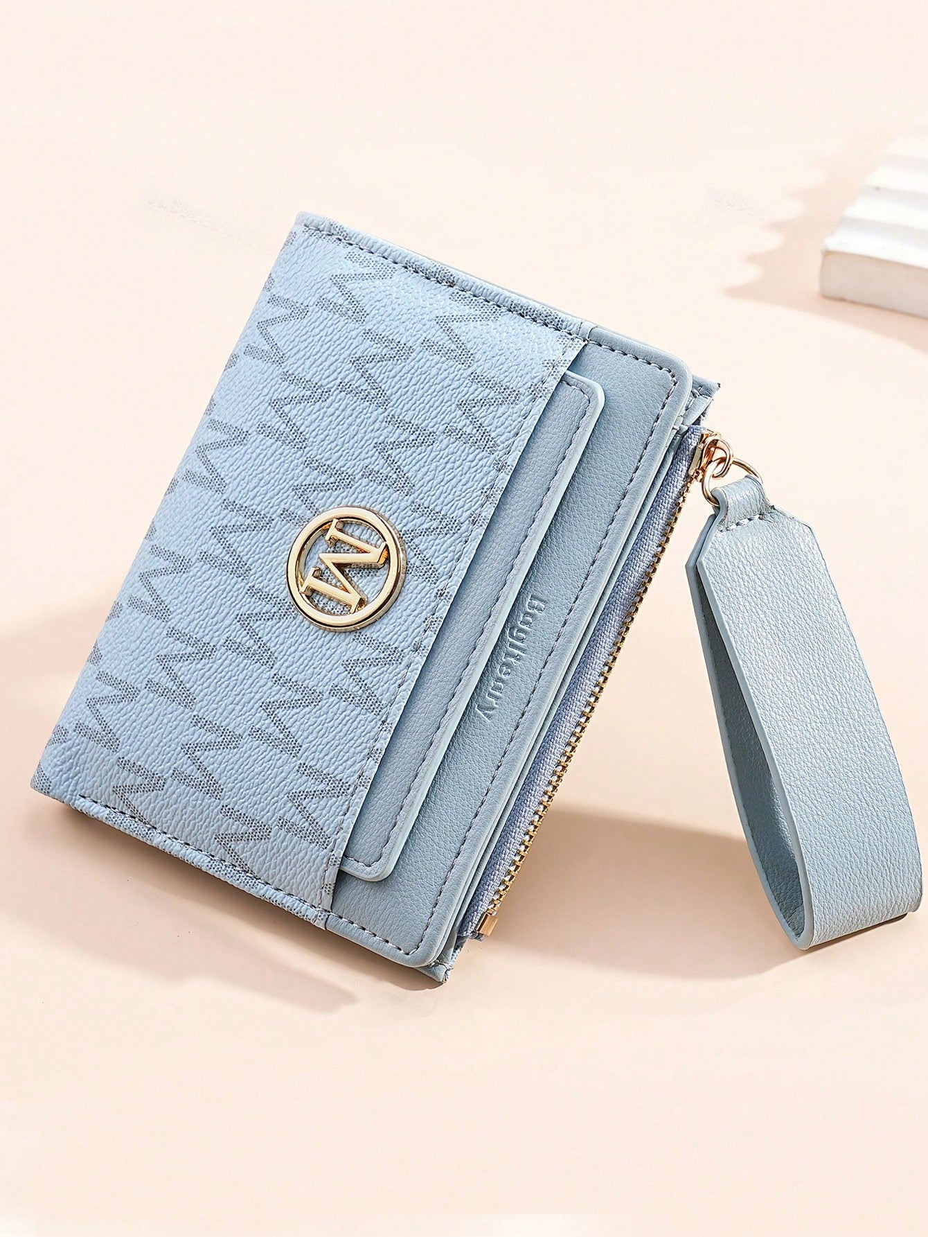 Vintage Lychee Texture Minimalist Women's Wallet, Elegant Elegant Bi-Fold Card Slots Multi-Compartment Zipper Short Coin Purse With Letter Design