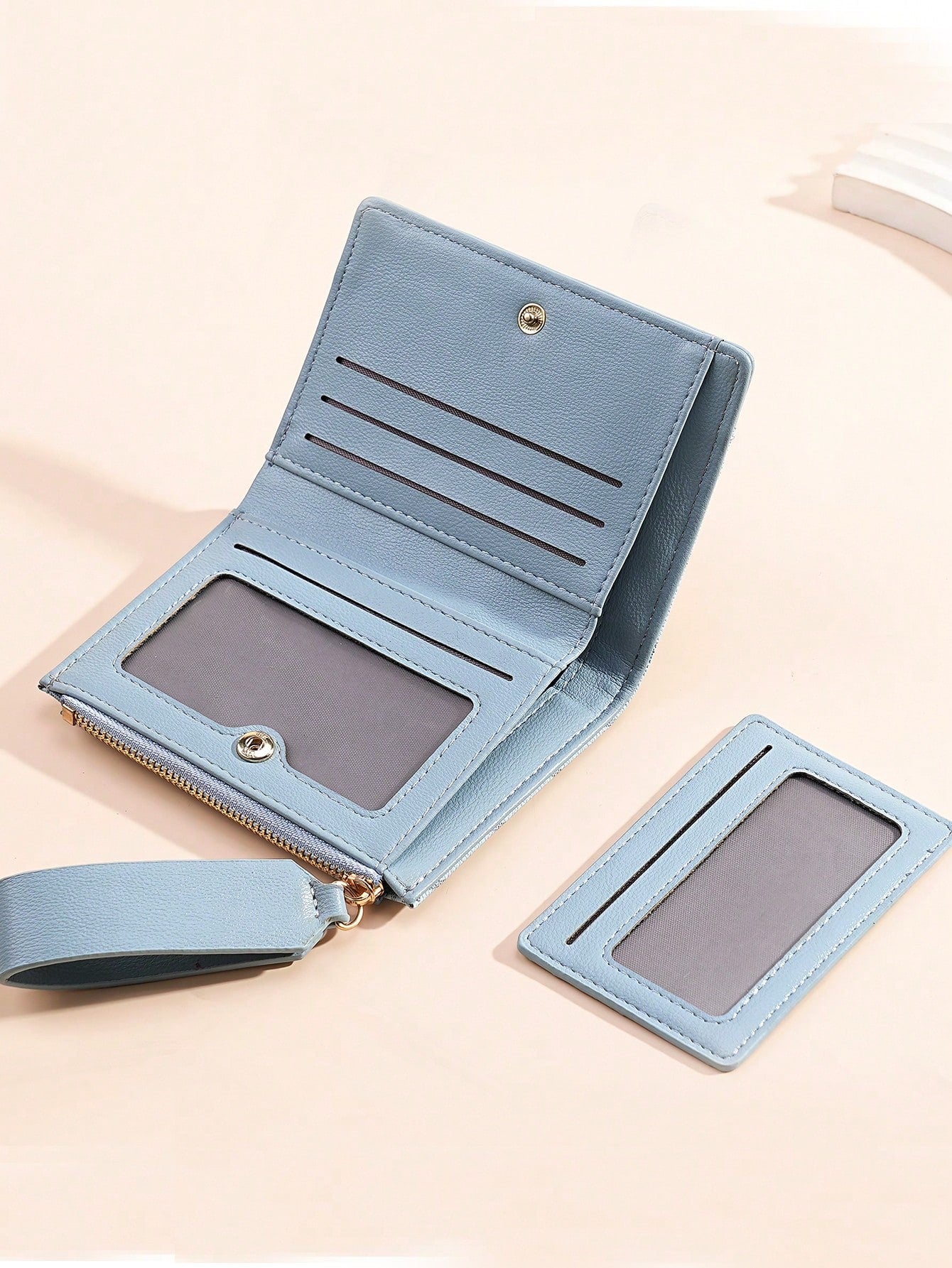 Vintage Lychee Texture Minimalist Women's Wallet, Elegant Elegant Bi-Fold Card Slots Multi-Compartment Zipper Short Coin Purse With Letter Design