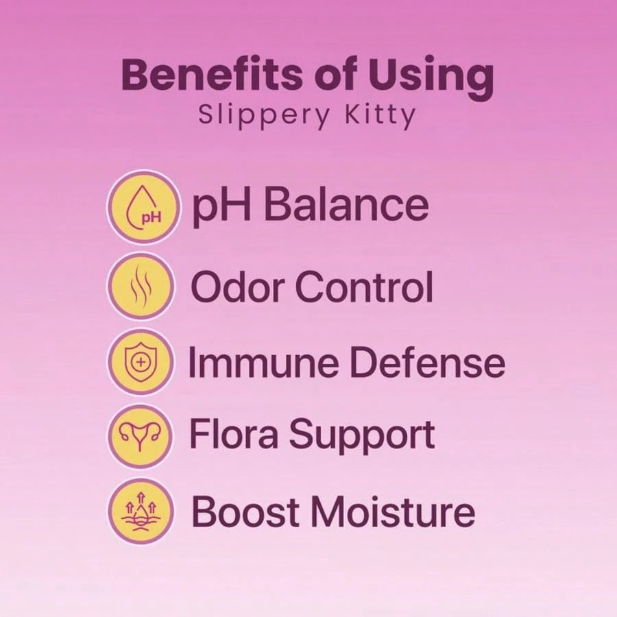 VPOAJ Slippery Kitty Feminine Probiotic + Moisture Gummies- All In One Solution With Slippery Elm 60 Count Pineapple Flavor