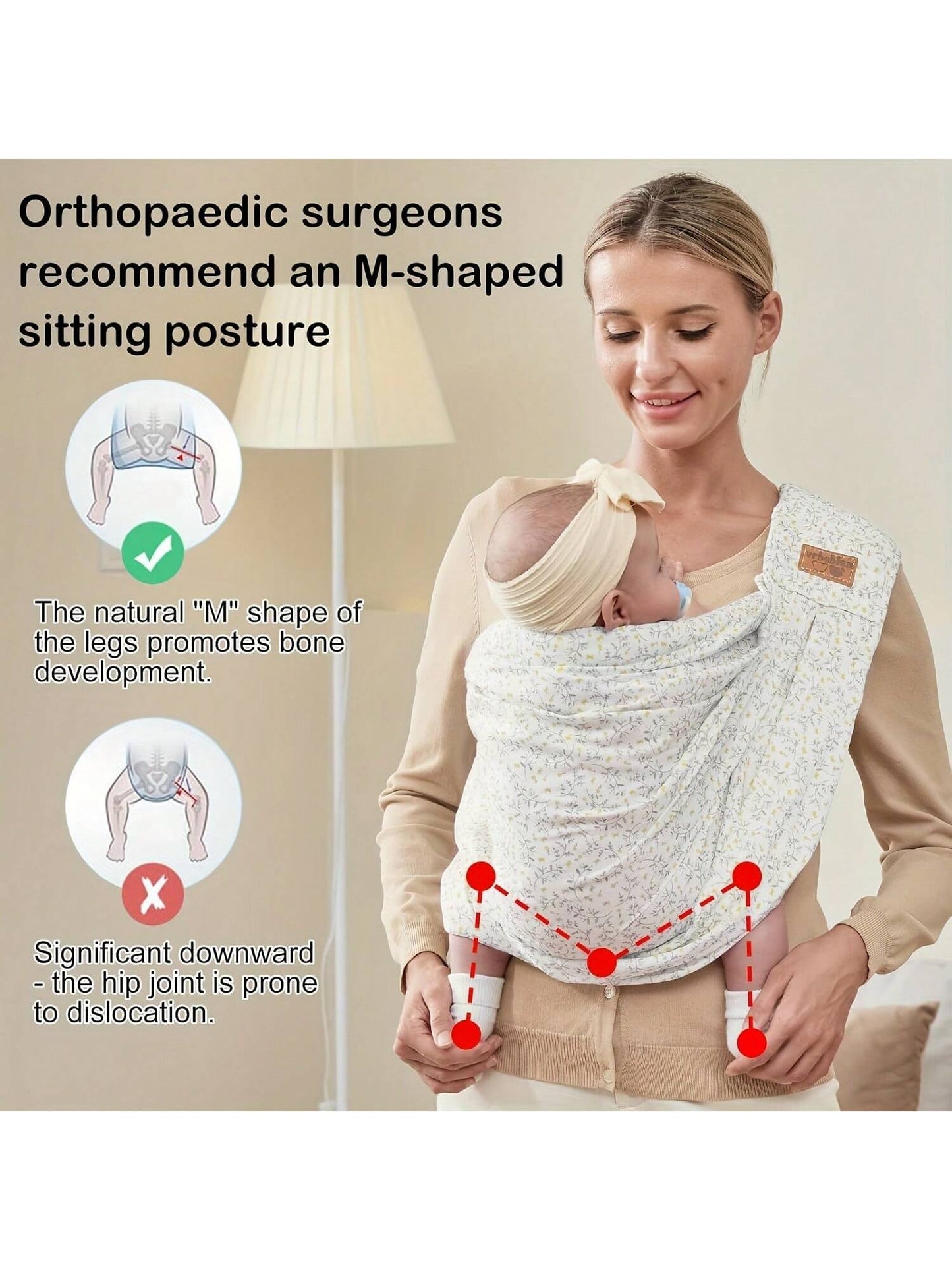vrbabies Baby Carrier For Newborns, Adjustable Soft Cotton Front Support Baby Carrier, Essential For Caring For Travel, Suitable For New Mothers And Fathers