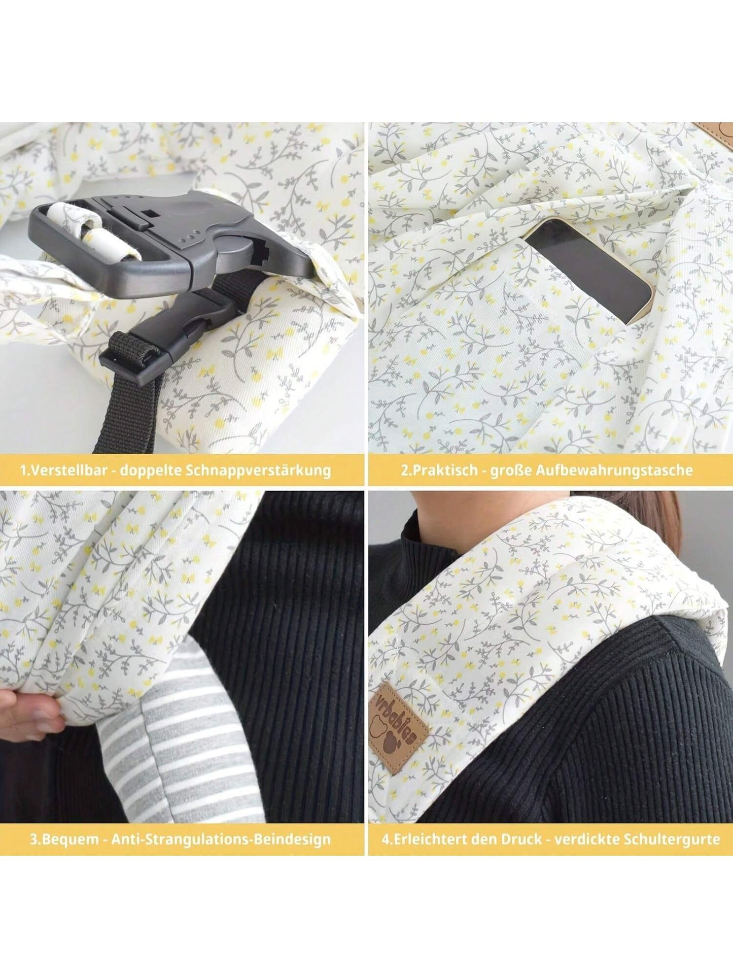 vrbabies Baby Carrier For Newborns, Adjustable Soft Cotton Front Support Baby Carrier, Essential For Caring For Travel, Suitable For New Mothers And Fathers