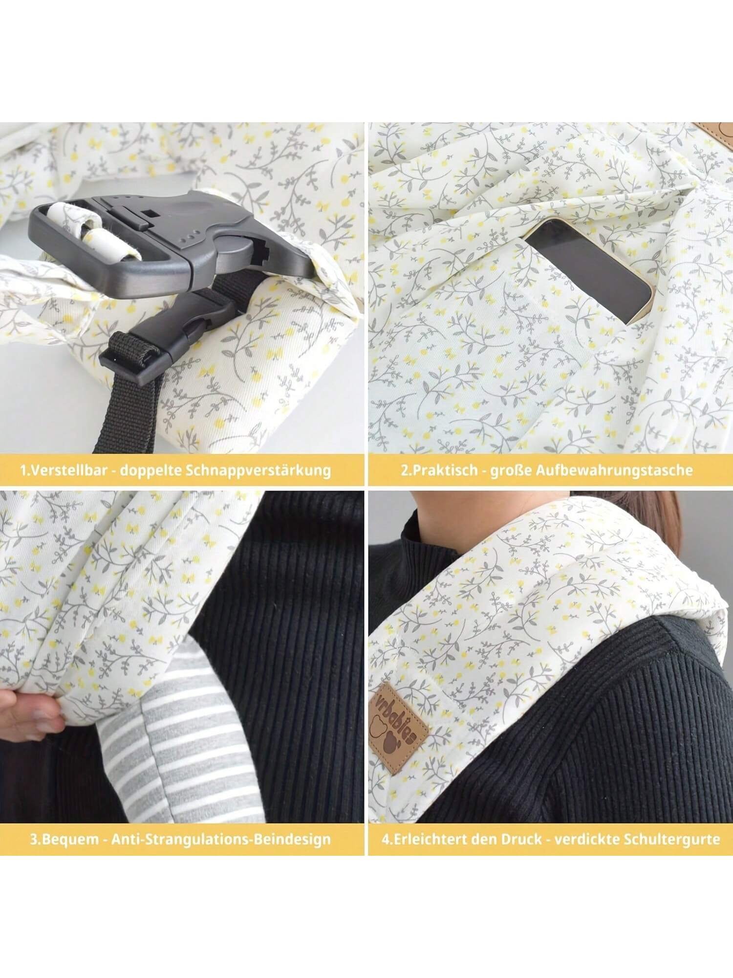 vrbabies Baby Carrier For Newborns, Adjustable Soft Cotton Front Support Baby Carrier, Essential For Caring For Travel, Suitable For New Mothers And Fathers