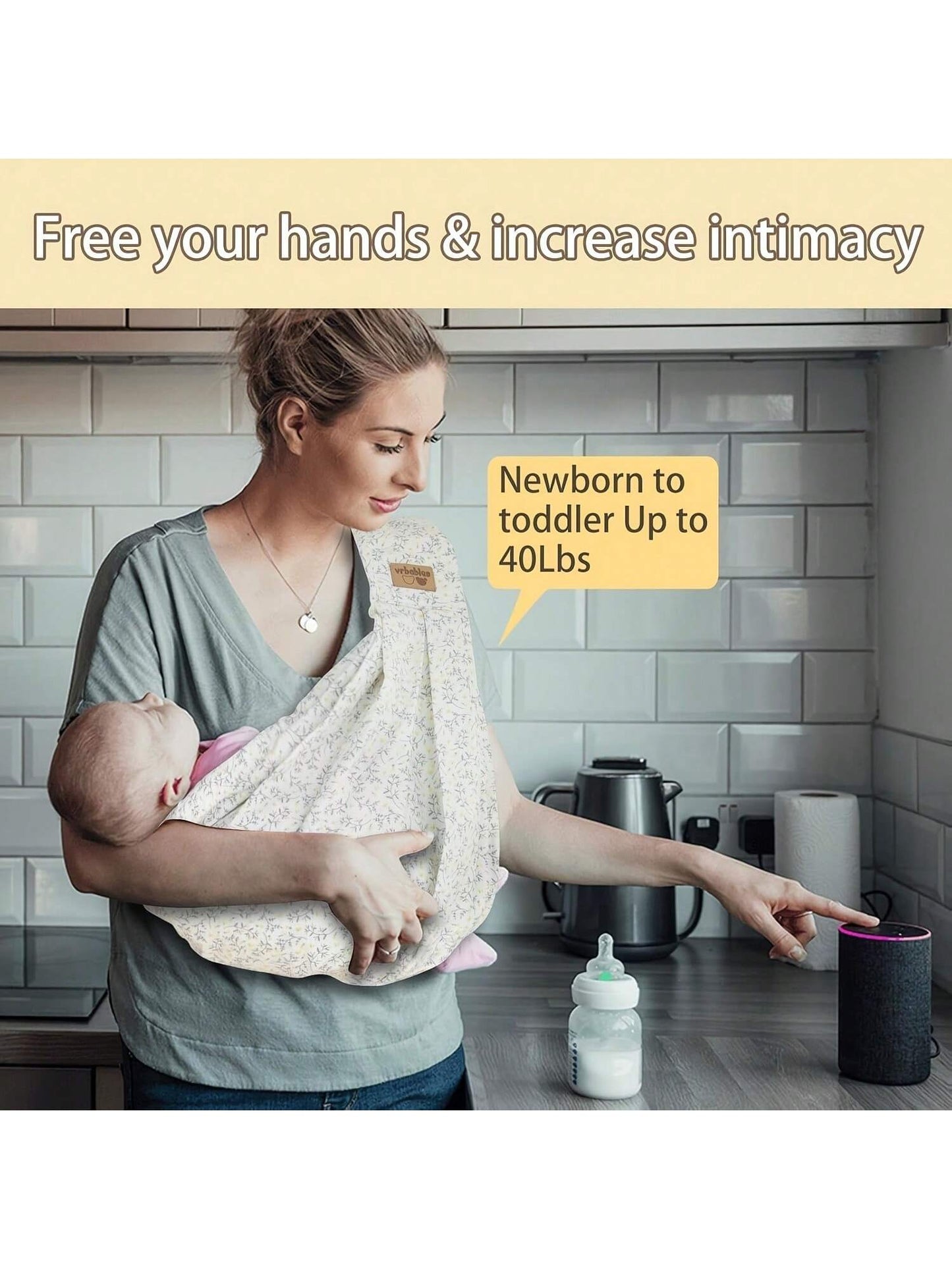 vrbabies Baby Carrier For Newborns, Adjustable Soft Cotton Front Support Baby Carrier, Essential For Caring For Travel, Suitable For New Mothers And Fathers