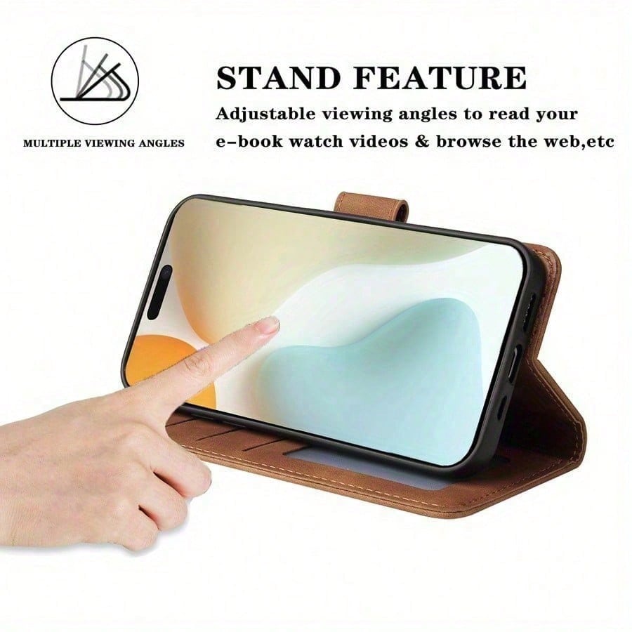Wallet Made Of High-Quality Synthetic Leather With Card Slot, Photo Frame Holder, Gloves, Magnetic Flip Phone Case Suitable For IPhone 17 Air 16 Pro Max 15 Plus 14 Pro Max 13 Pro Max 12 11 Protective