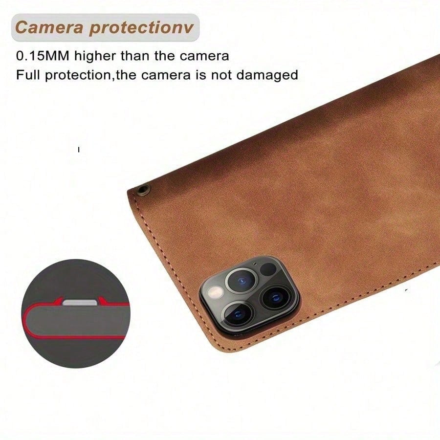 Wallet Made Of High-Quality Synthetic Leather With Card Slot, Photo Frame Holder, Gloves, Magnetic Flip Phone Case Suitable For IPhone 17 Air 16 Pro Max 15 Plus 14 Pro Max 13 Pro Max 12 11 Protective