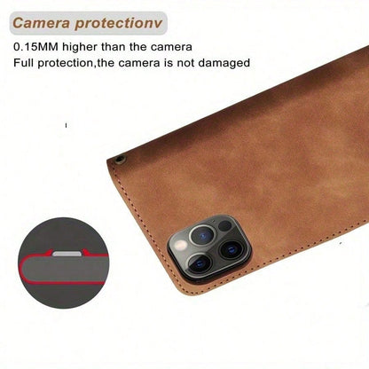 Wallet Made Of High-Quality Synthetic Leather With Card Slot, Photo Frame Holder, Gloves, Magnetic Flip Phone Case Suitable For IPhone 17 Air 16 Pro Max 15 Plus 14 Pro Max 13 Pro Max 12 11 Protective