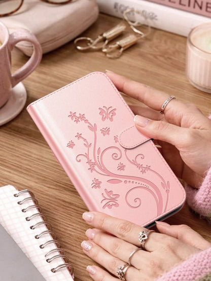 Wallet Phone Case Compatible With Apple 17 Pro Max, 3D Embossed Butterfly Fashion Phone Case Compatible With Apple 13, Apple 11 Card Holder Phone Case, Apple 17 Pro Phone Case With Coin Card Pocket, L