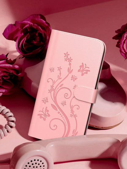 Wallet Phone Case Compatible With Apple 17 Pro Max, 3D Embossed Butterfly Fashion Phone Case Compatible With Apple 13, Apple 11 Card Holder Phone Case, Apple 17 Pro Phone Case With Coin Card Pocket, L