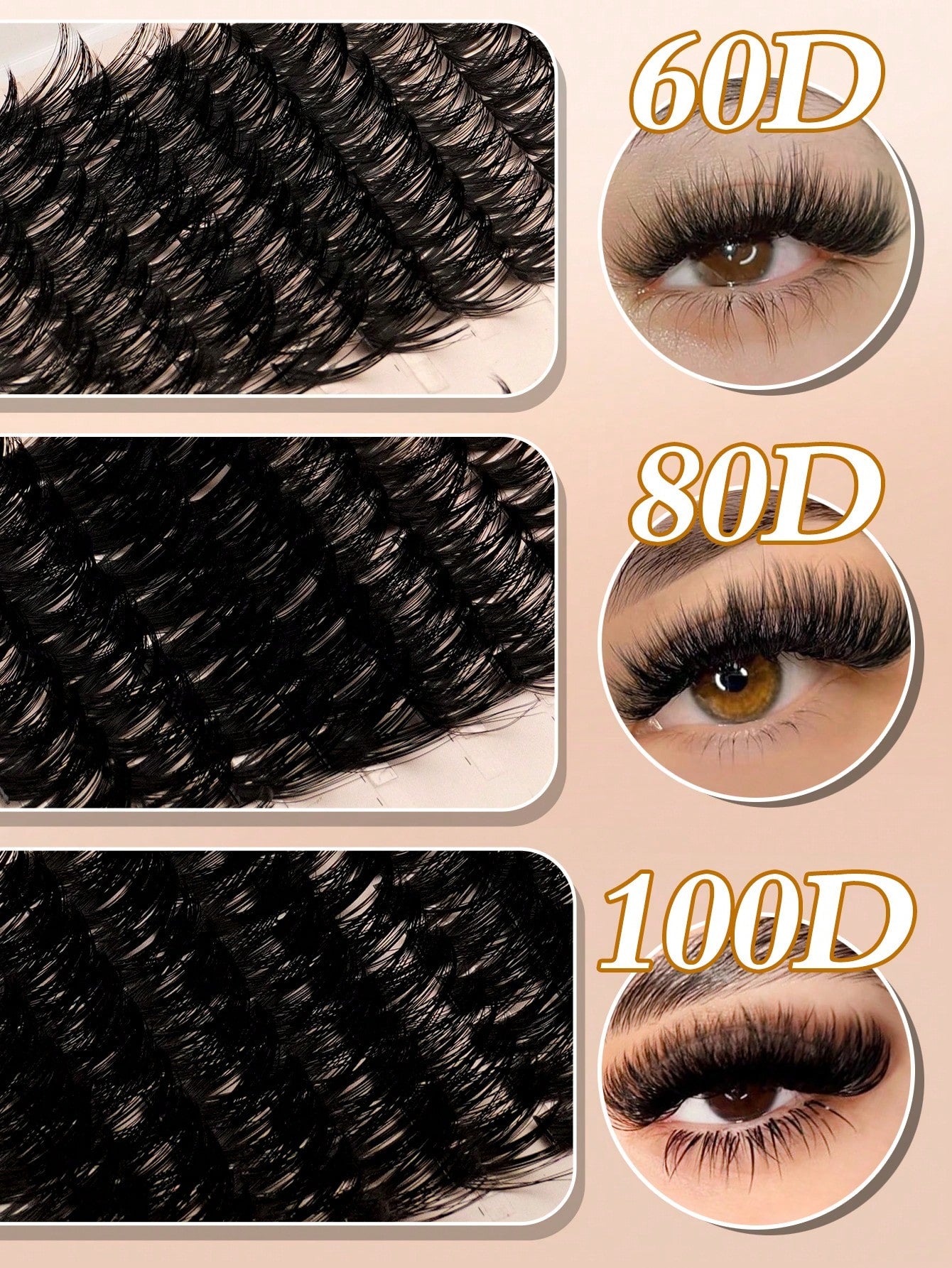 Waloshow 10 Rows 60+80+100pcs 0.07mm Fine Hot Melt Cluster False Eyelashes, 10-16mm Mixed Length Faux Mink 3D Russian Volume Single Cluster Eyelash Extensions, Black, Plastic Box