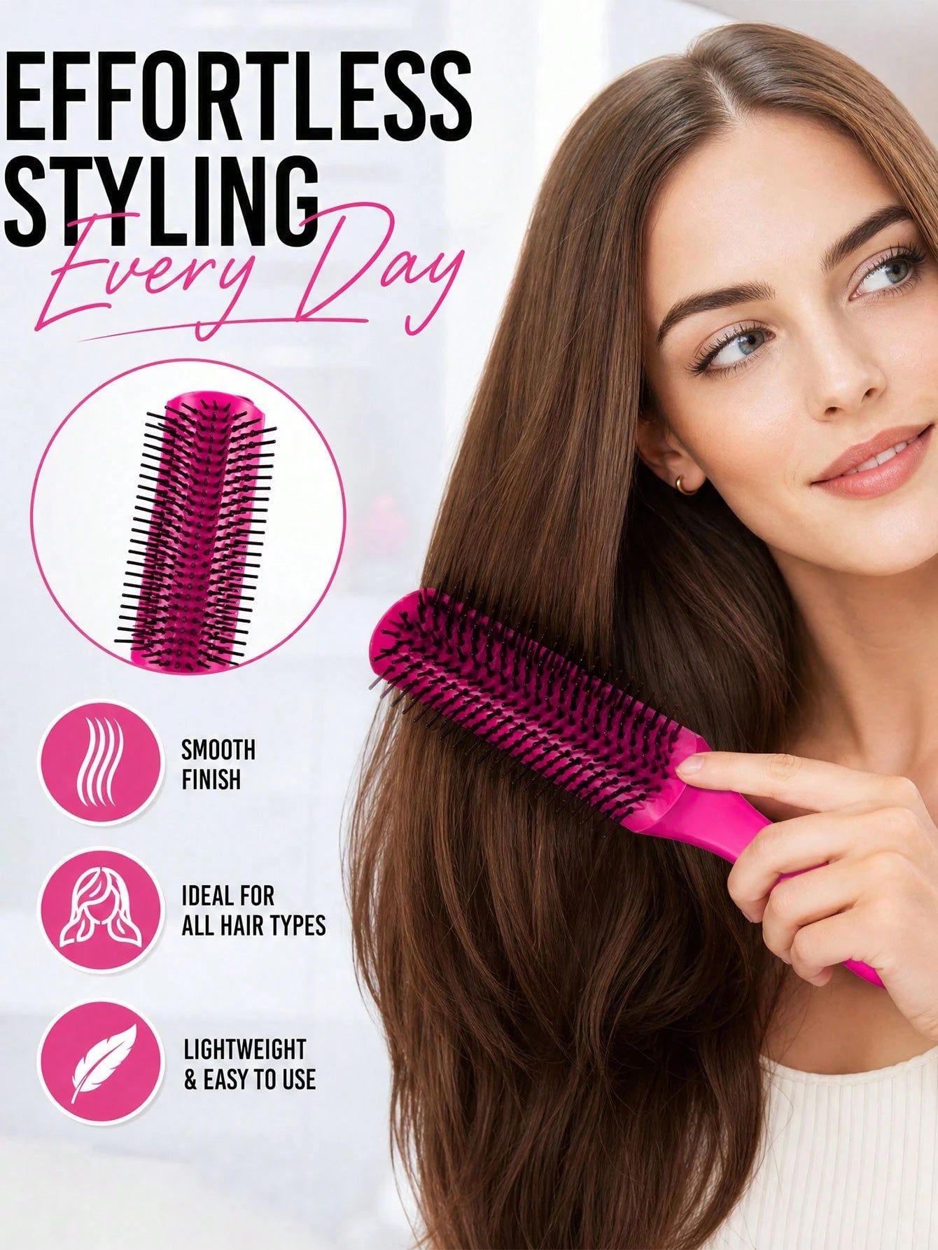 WANMEI 2Pcs Hair Care Set, 200ml Ultra Fine Mist Continuous Spray Bottle & 9 Row Detangler Hair Brush, Smooth Shiny Detangling Comb For Women Men Curly Thick Wet Dry Hair, Portable Travel Hair Styling