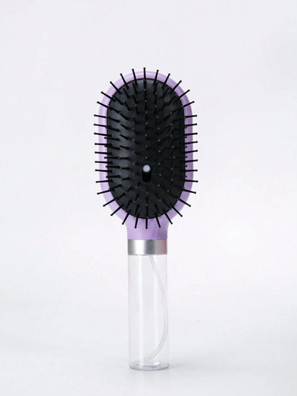 WANMEI 2Pcs Purple Refillable Spray Hair Brush & Curved Massage Hair Comb Set, Fine Mist Anti-Frizz Detangling Hair Styling Brush, Scalp Friendly Anti-Static Hair Grooming Kit For Wet Dry Hair Daily S
