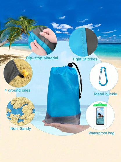 Waterproof Beach Mat, Foldable And Portable Lightweight Picnic Beach Mat, Quick-Drying Outdoor Picnic Blanket, Sand-Proof Portable Outdoor Blanket, Is The Ideal Choice For Picnics, Travels, Camping An