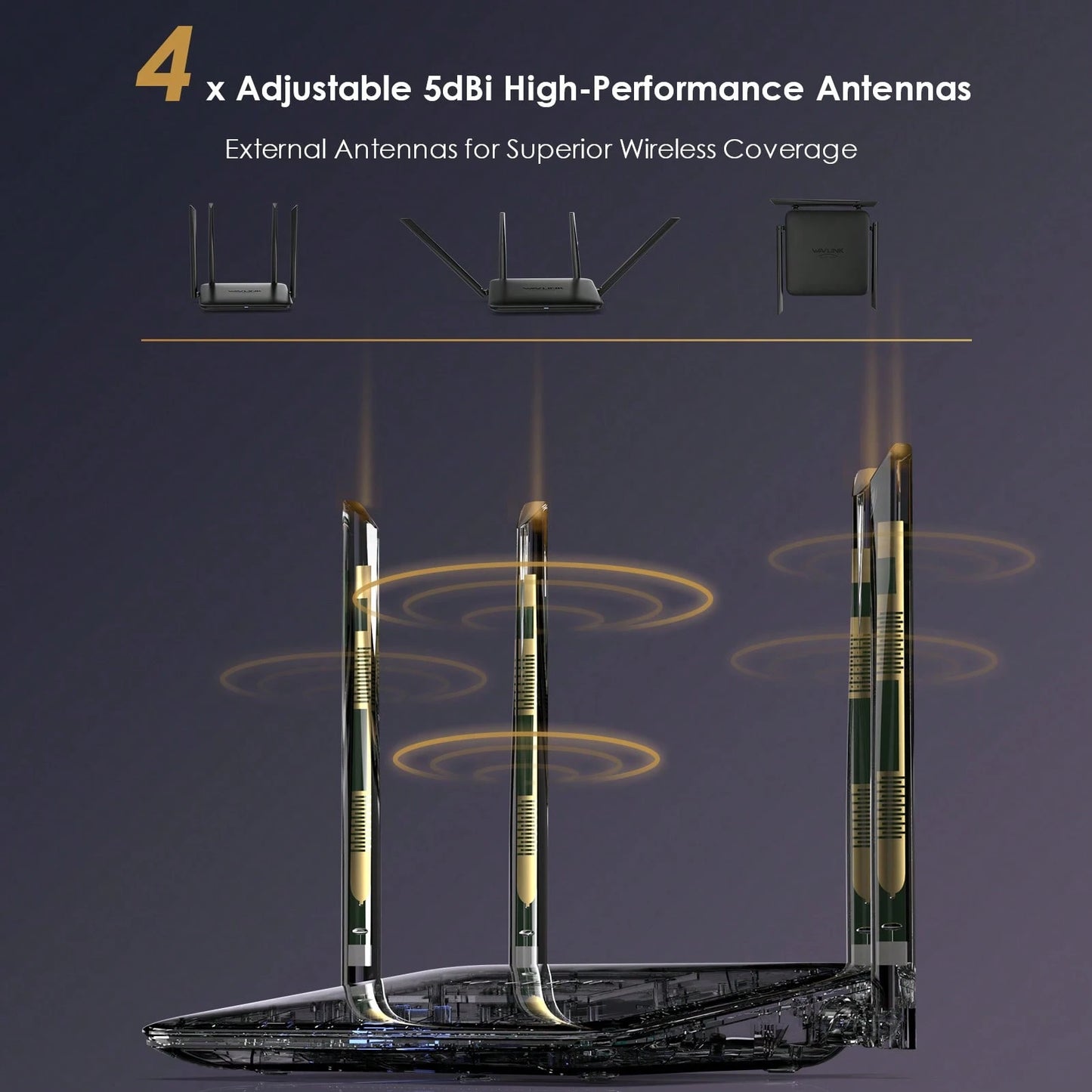 WAVLINK Dual Band WiFi Router AC1200Mbps For Home- High Speed Wireless Internet Router With 4x5dBi Antennas For Long Range, Up To 128 Devices| 5G & 2.4Ghz Gigabit Ports| MU-MIMO & Beamforming, Idea