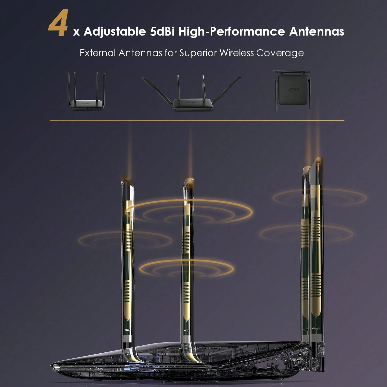WAVLINK Dual Band WiFi Router AC1200Mbps For Home- High Speed Wireless Internet Router With 4x5dBi Antennas For Long Range, Up To 128 Devices| 5G & 2.4Ghz Gigabit Ports| MU-MIMO & Beamforming, Idea