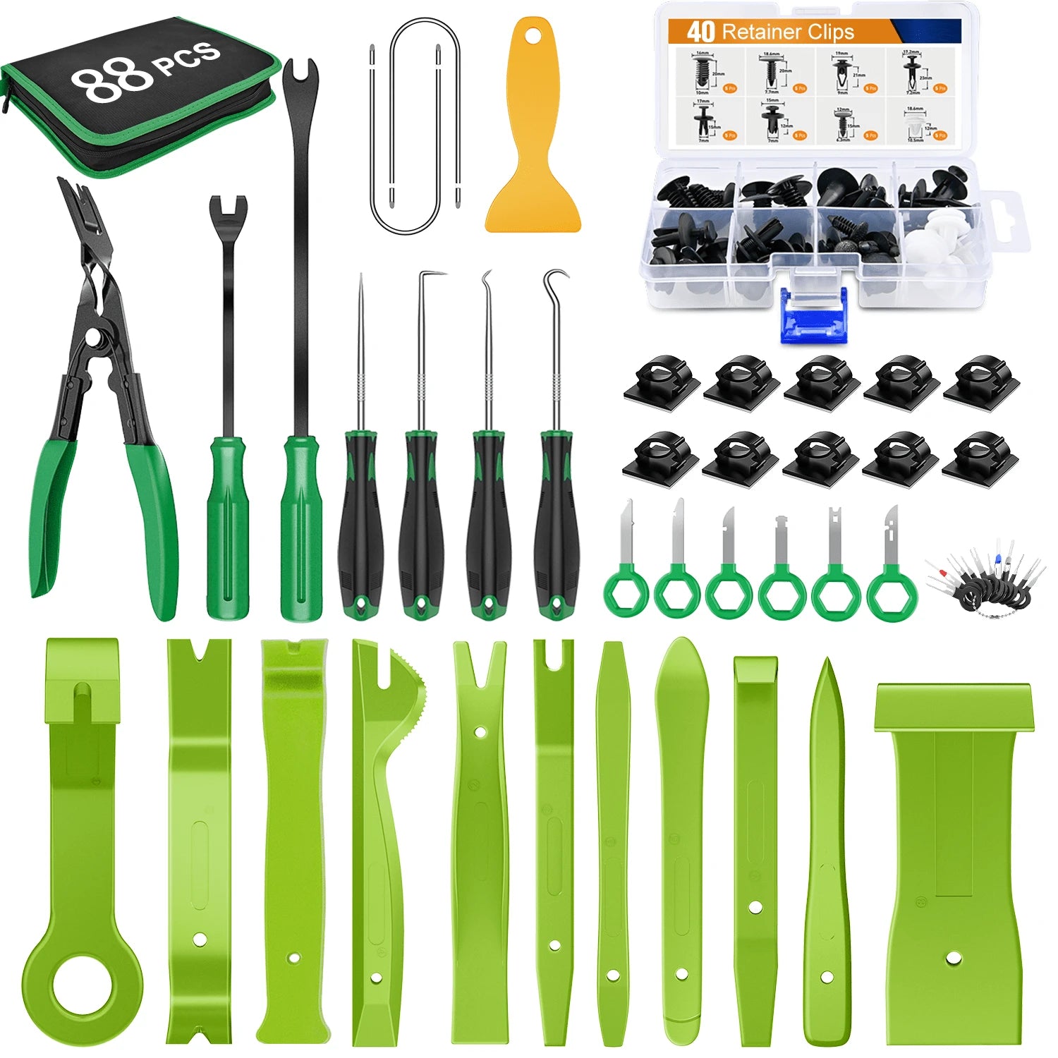 waywe GOOACC 88PCS Car Trim Removal Tool Kit With Clip Pliers Fastener Remover And Push Pin Retainer Set For Door Panel Dashboard Radio Repair