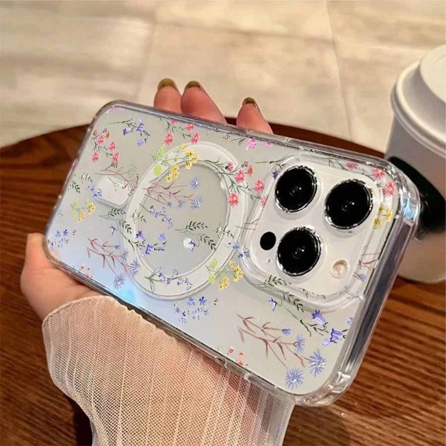 What Floral Print Mobile Phone Case Designed With Colorful Flowers And Delicate Leaves Suitable For IPhone 16 15 14 13 12 And 11 Pro Models Made Of TPU Material And Provides Shockproof Protection