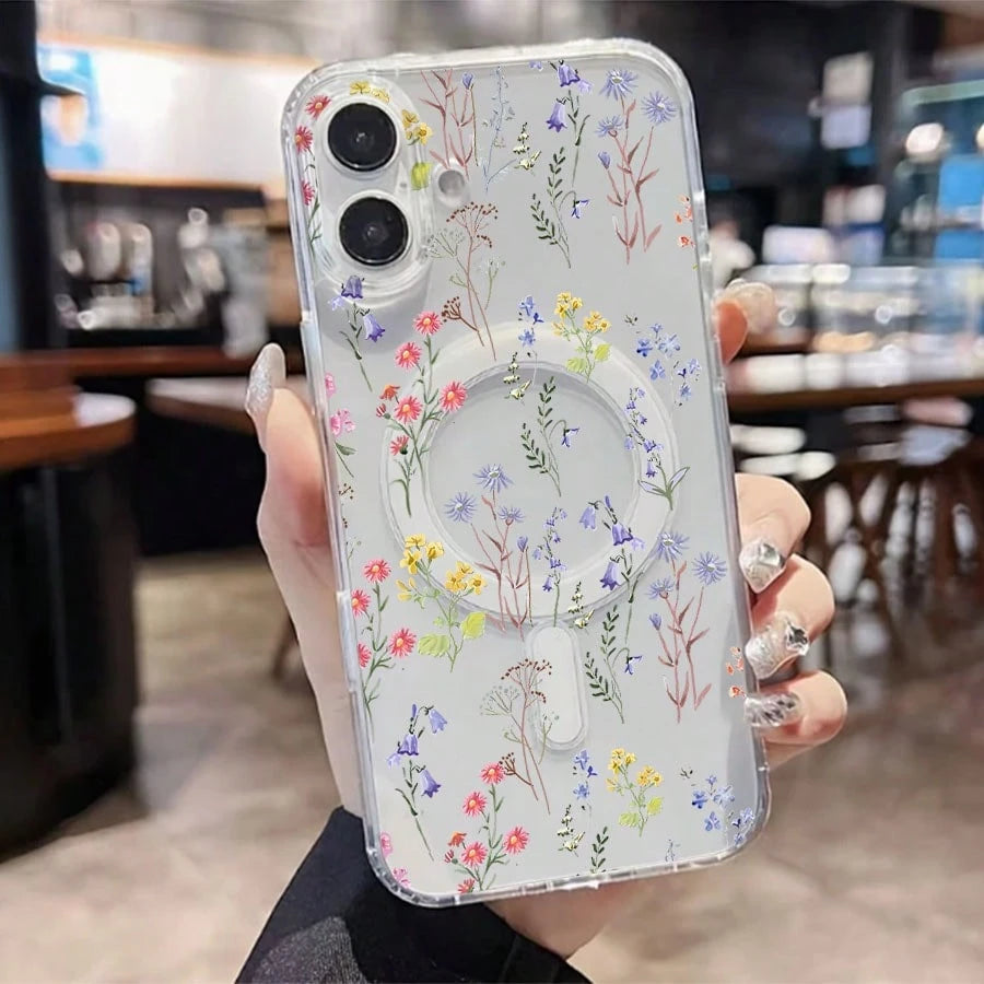 What Floral Print Mobile Phone Case Designed With Colorful Flowers And Delicate Leaves Suitable For IPhone 16 15 14 13 12 And 11 Pro Models Made Of TPU Material And Provides Shockproof Protection