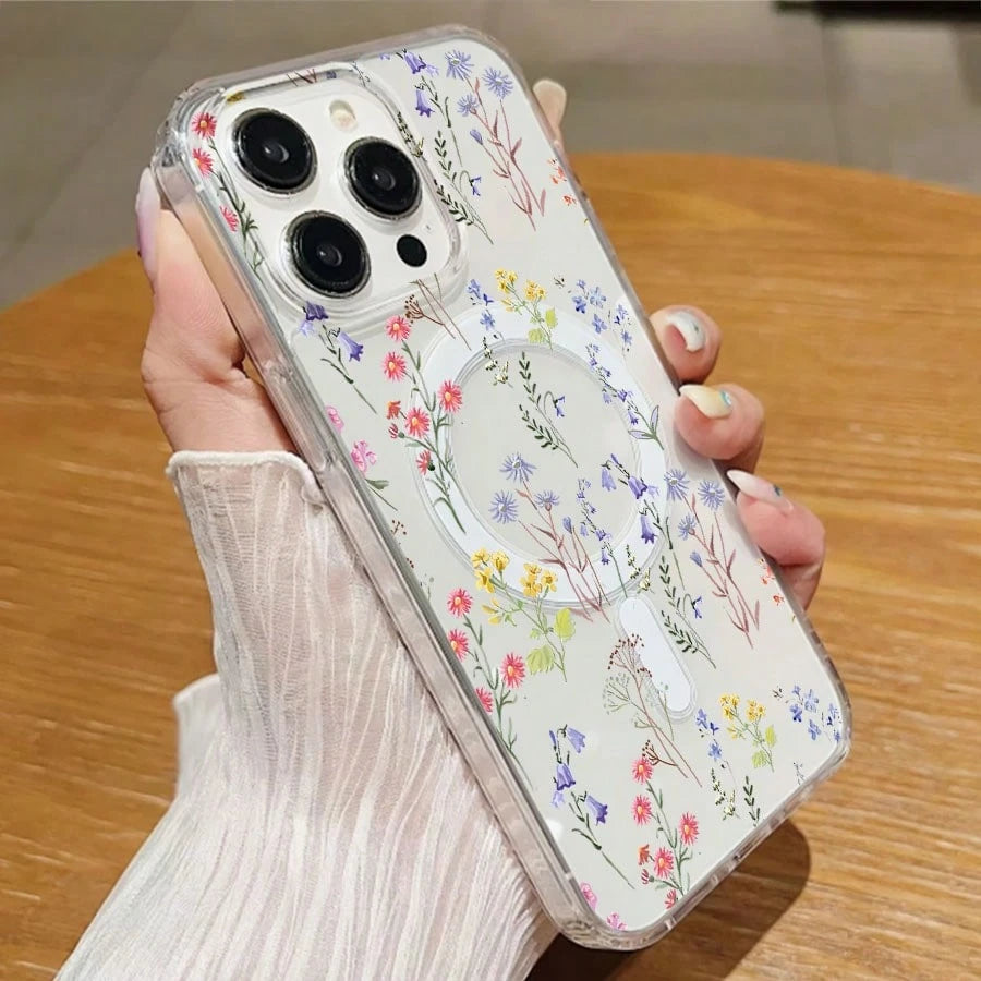 What Floral Print Mobile Phone Case Designed With Colorful Flowers And Delicate Leaves Suitable For IPhone 16 15 14 13 12 And 11 Pro Models Made Of TPU Material And Provides Shockproof Protection