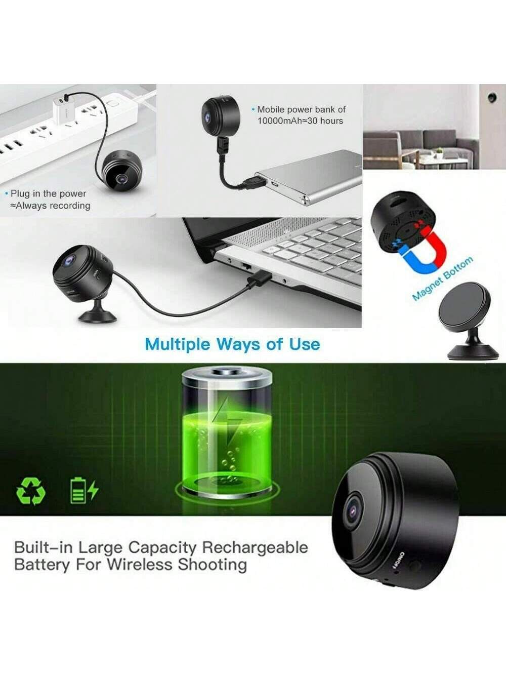 Wireless Surveillance Camera- Indoor/Outdoor Wireless Monitoring, Real-Time Motion Detection, Voice Assistant Compatibility, Real-Time Christmas Monitoring Function And Home Safety, 1080P Wireless Se
