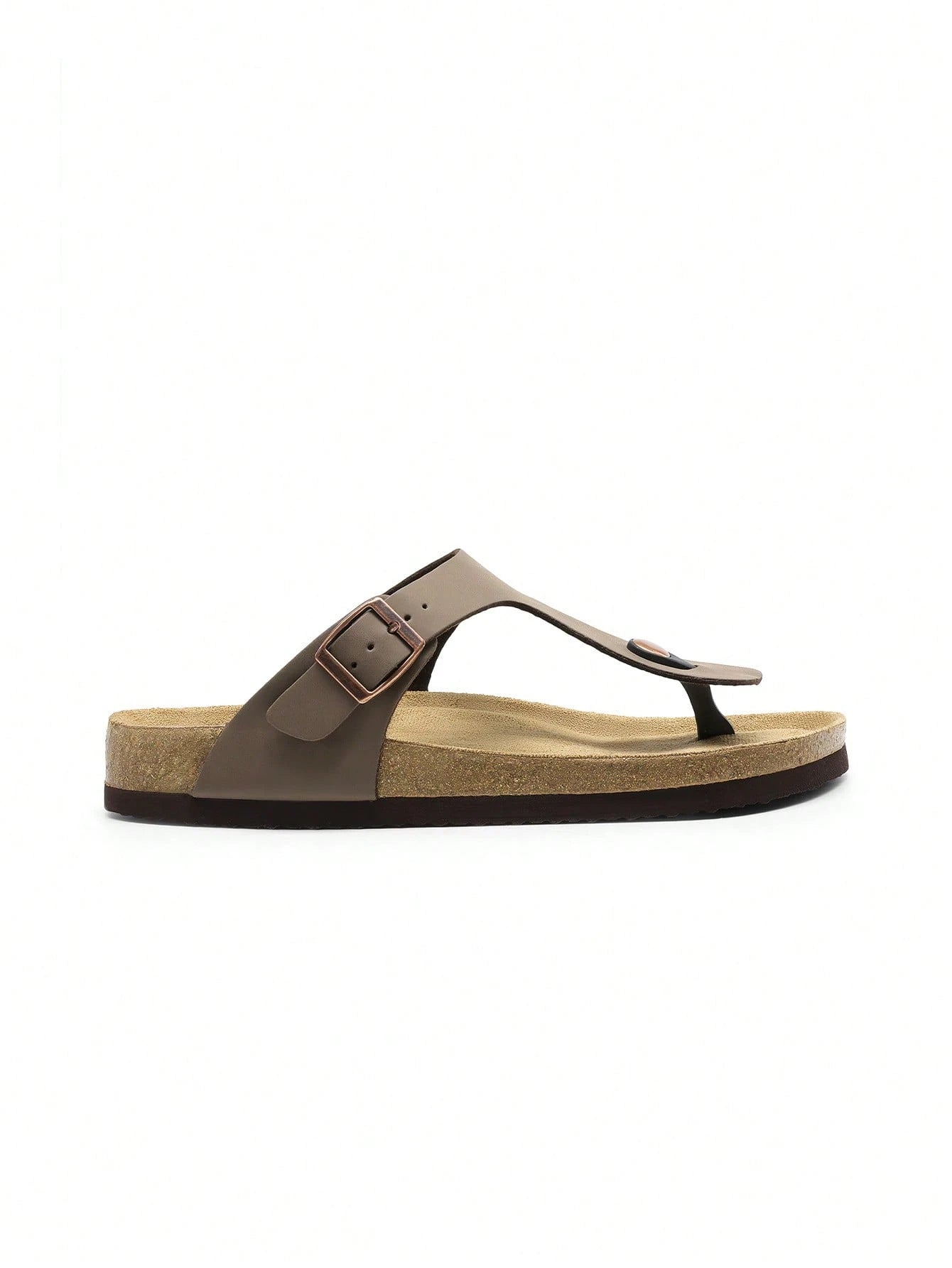 Women Arch Support Thong Slides Sandals Soft Cork Footbed Sandals With Adjustable Strap Leather Flip Flops Comfortable Summer Beach Vacation Shoes