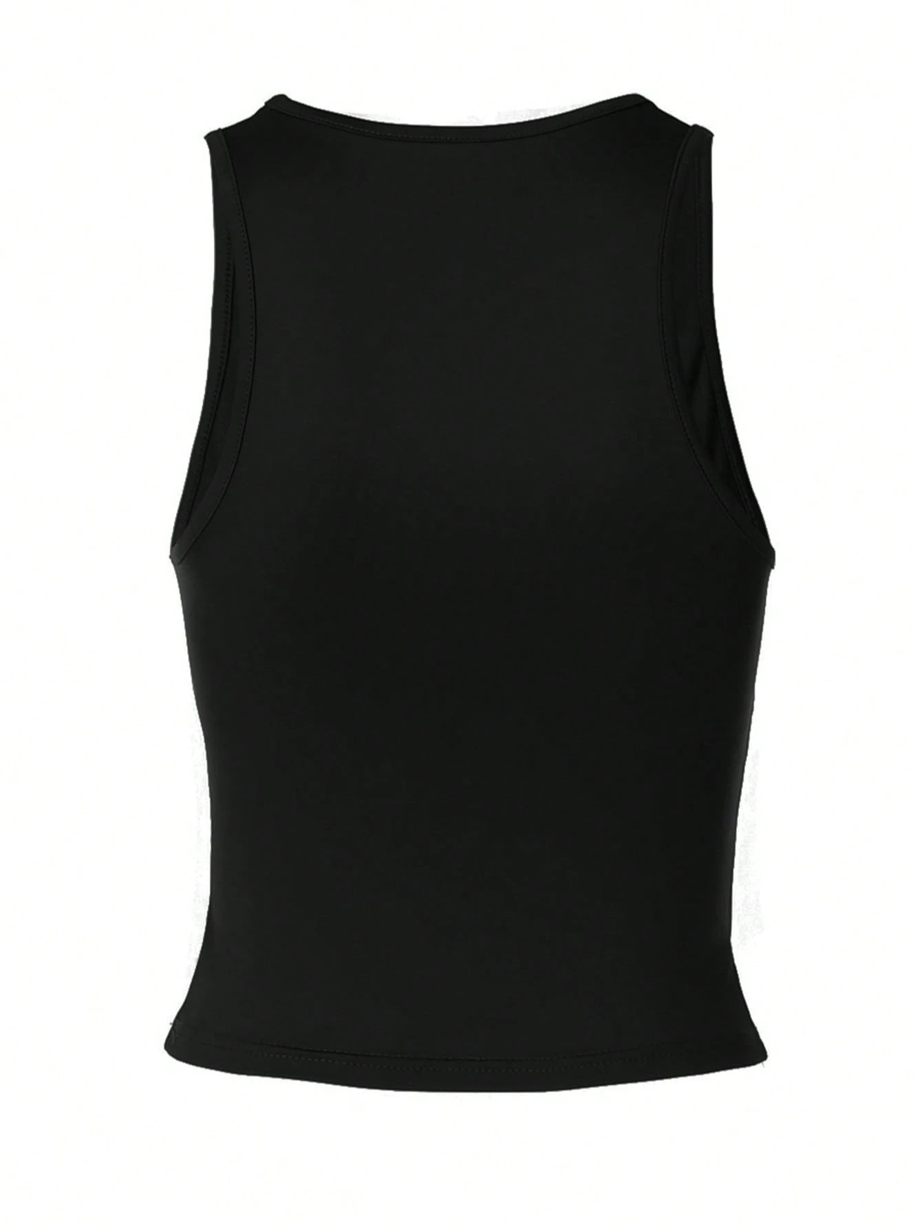 Women Casual Solid Slim Spring Summer Streetwear Daily Vacation Sexy Tank Crop Top Black