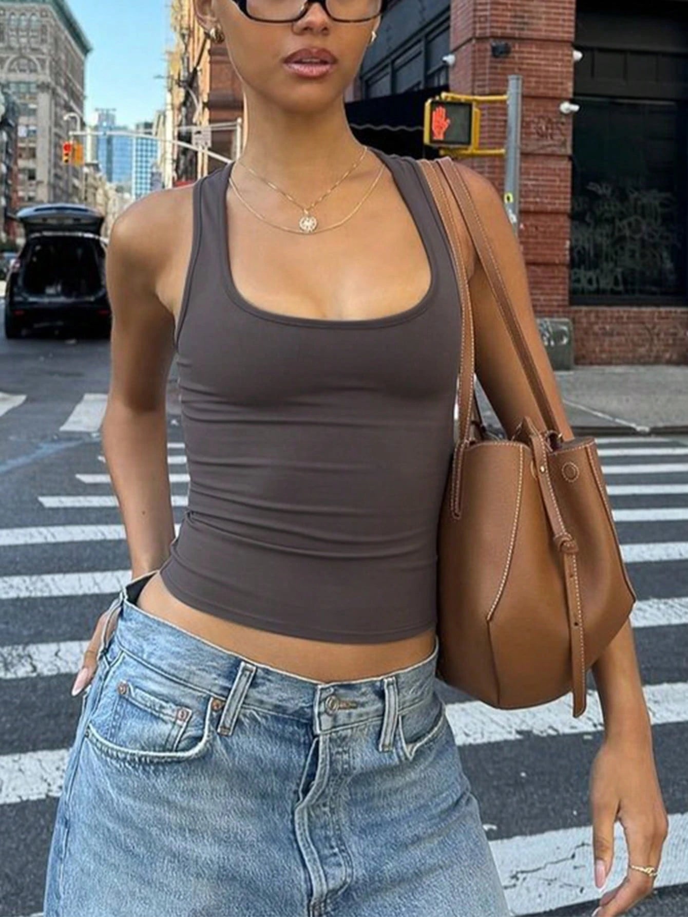 Women Casual Solid Slim Spring Summer Streetwear Daily Vacation Sexy Tank Crop Top Black