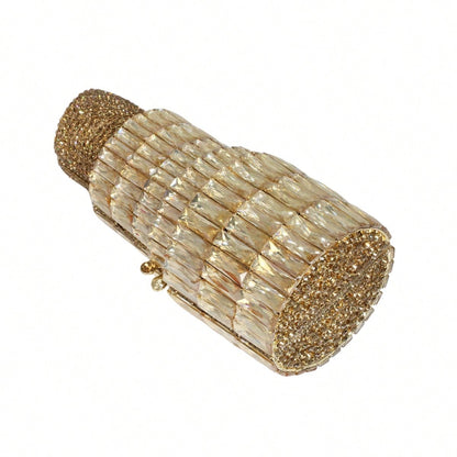 Women Chic Sparkly Lipstick Rhinestone Evening Bag Diamond Clutch Purse Small Handbag For Wedding Prom Party