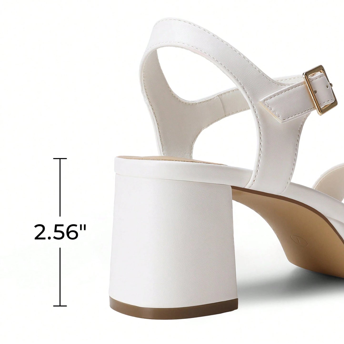 Women Comfortable Chunky Low Heeled Sandals Open Toe Buckle Decor Ankle Strap Heeled Sandals For Daily Wearing Wedding Party Prom