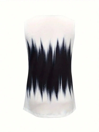 Women's 3D Geometric Pattern V-Neck Camisole Top, Suitable For Spring/Summer Festivals, Medium Stretch Casual Sports Vest Suitable For Music Festivals And Easter
