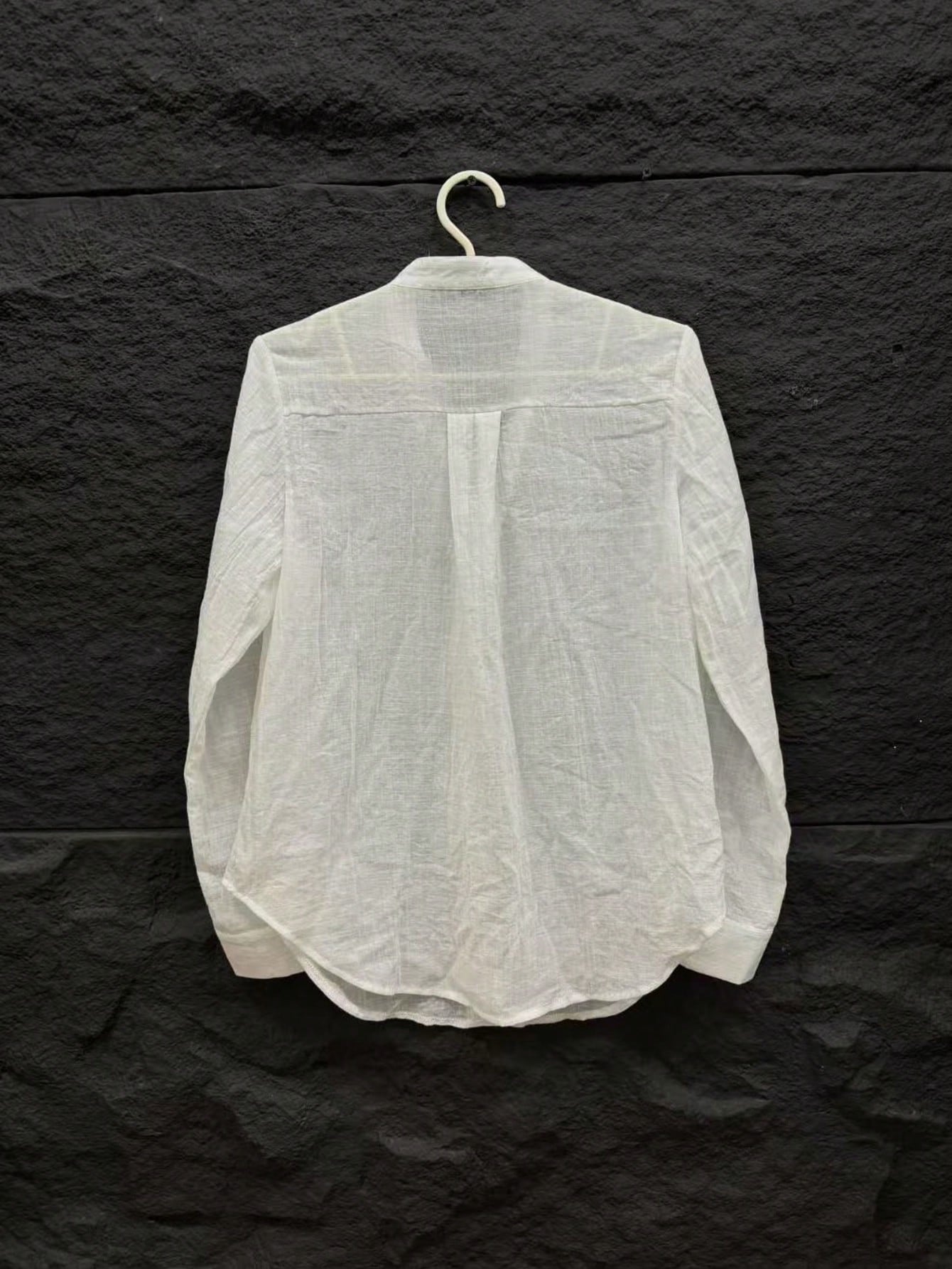 Women's Bohemian Style Long Sleeve Rolled Cuff Button Shirt, Loose Fit Stand Collar Semi-Sheer Polyester Fabric, Suitable For Summer Wear