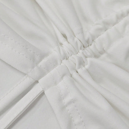 Women's Casual Asymmetrical Drawstring Loose Round Neck T-Shirt, Suitable For Daily Commute And Dates, Spring/Summer White