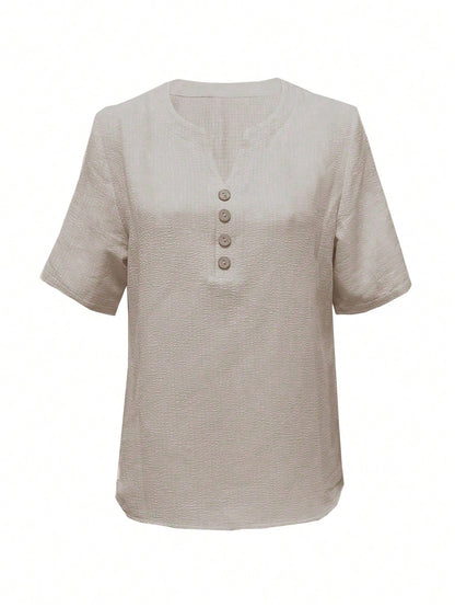 Women's Casual Button-Down Solid Color Shirt Spring