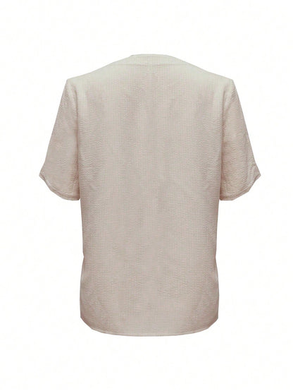 Women's Casual Button-Down Solid Color Shirt Spring