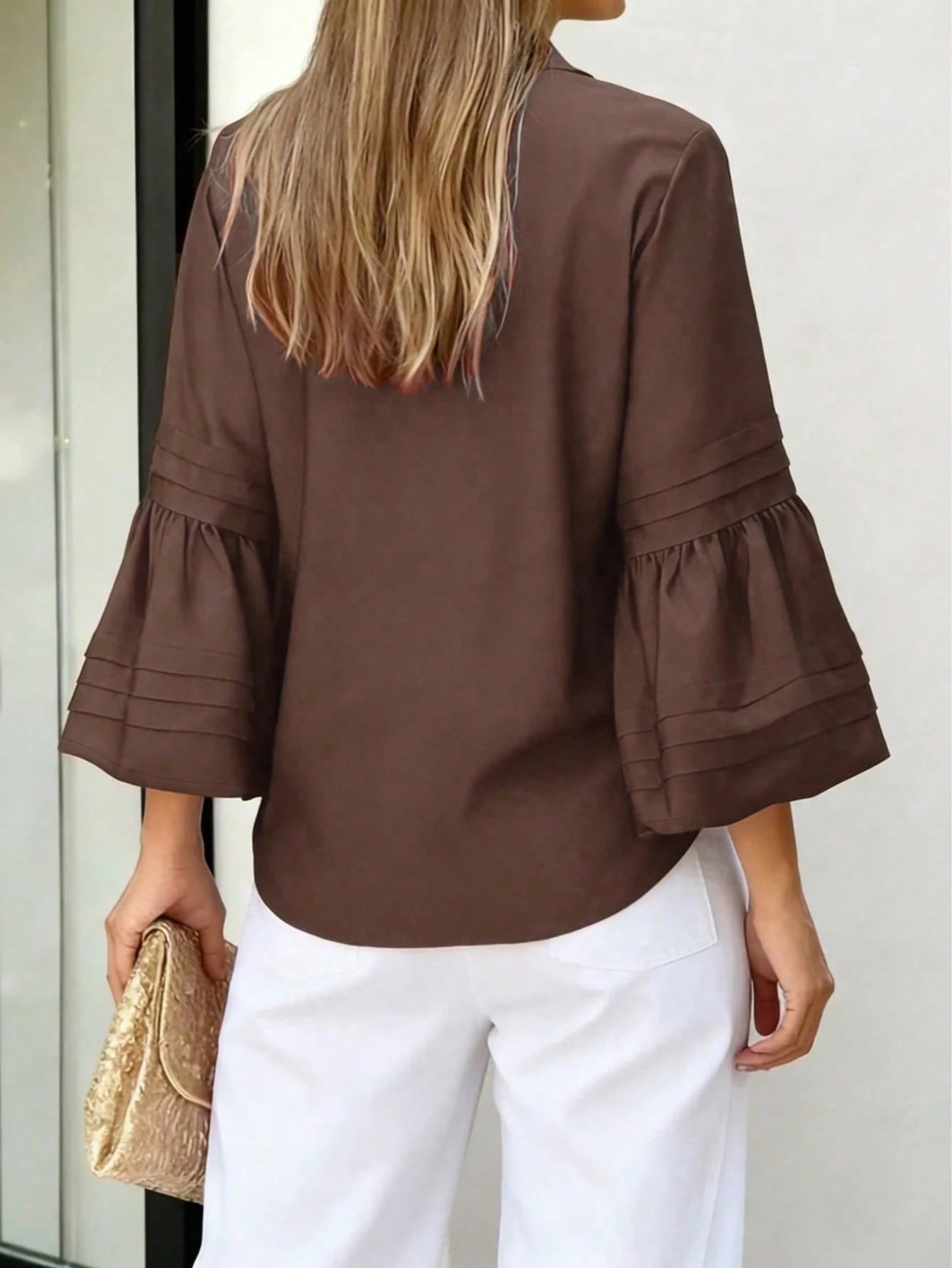 Women's Casual Elegant Office Shirt- New Spring/Autumn Style Brown