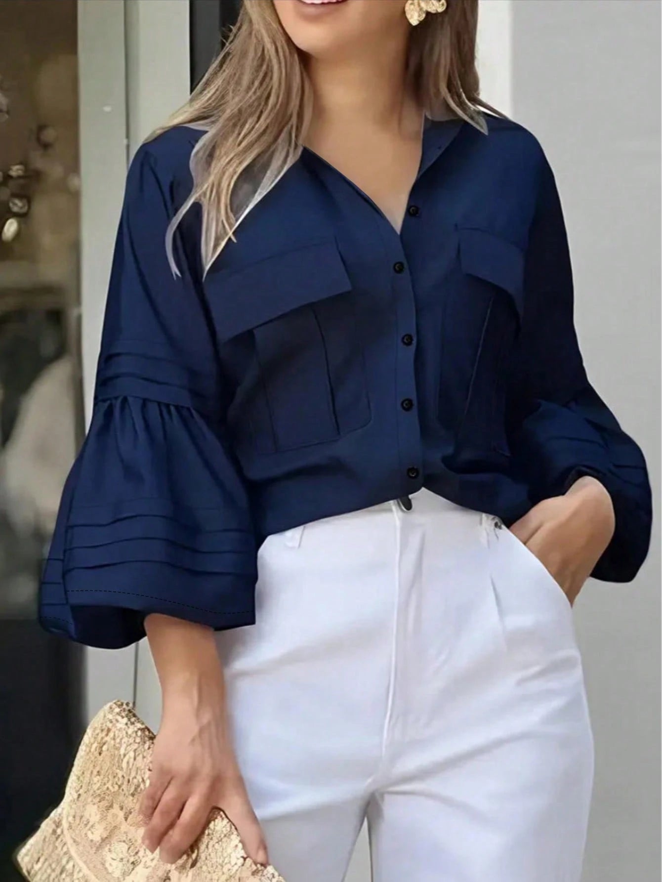 Women's Casual Elegant Office Shirt- New Spring/Autumn Style Brown