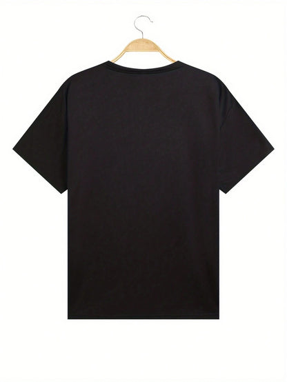 Women's Casual Heart Print T-Shirt, Summer Black