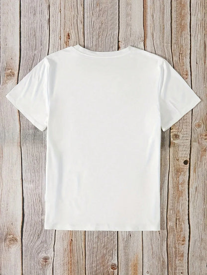 Women's Casual Heart Print T-Shirt, Summer Black