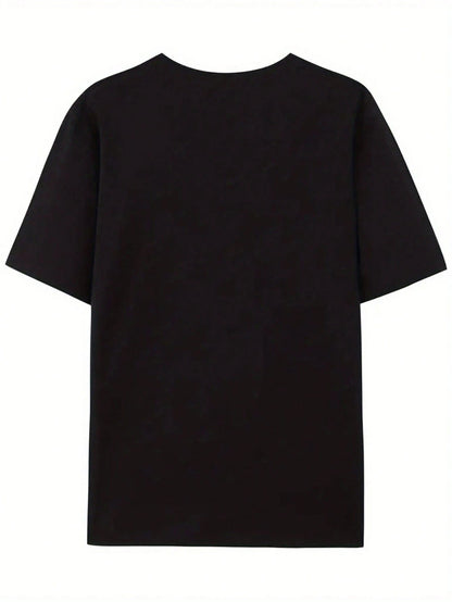 Women's Casual Royal Black Cotton T-Shirt With 'First Sunday' Graphic Print, Short Drop Shoulder Sleeves And Round Neck
