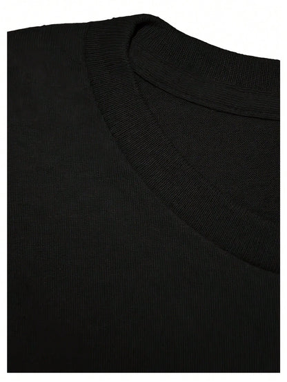 Women's Casual Royal Black Cotton T-Shirt With 'First Sunday' Graphic Print, Short Drop Shoulder Sleeves And Round Neck